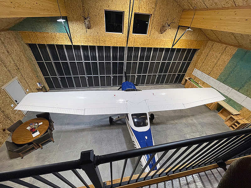 Tom Sanders' Blue Angel in its hangar